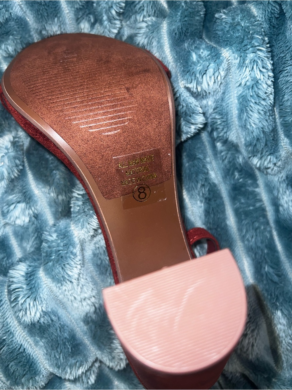 VINCE CAMUTO Red Burgundy Block Heel Ankle Strap Sandals 38 8 - Picture 7 of 14